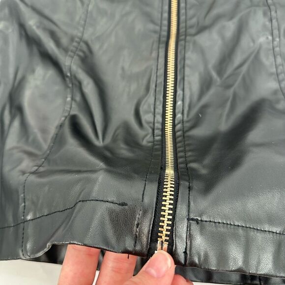 Tripp NYC Black Faux Leather Zip Front Skull Dress Size Medium - Picture 4 of 8